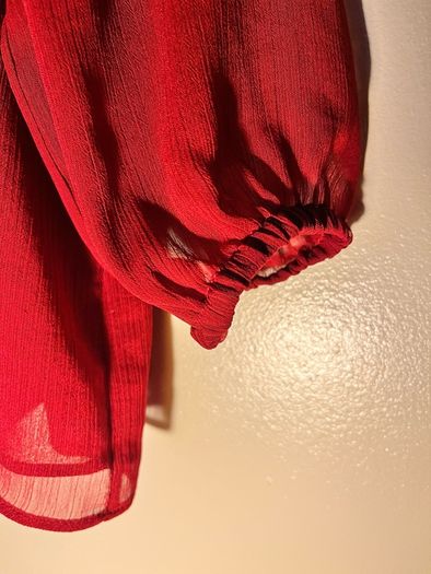 Striking Red Ruffle Blouse