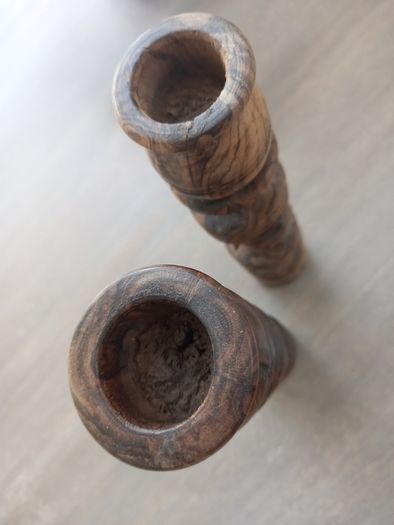 lovely pair of wooden african art handcrafted candlessticks