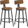 Industrial Bar Stools Set of 2  Vintage Brown and Black Image 2