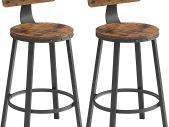 Industrial Bar Stools Set of 2  Vintage Brown and Black