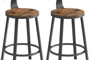 Industrial Bar Stools Set of 2  Vintage Brown and Black