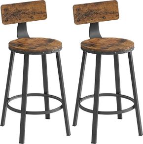 Industrial Bar Stools Set of 2  Vintage Brown and Black