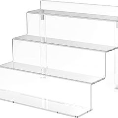 Perfume Organiser Acrylic Risers Display Stand 4 Tiered Display Shelf for Pop Figures, Cupcake Dessert Stands Nail Polish Organizer Rack Clear Acrylic Storage Shelves for Small Collectibles (FREE POSTAGE)