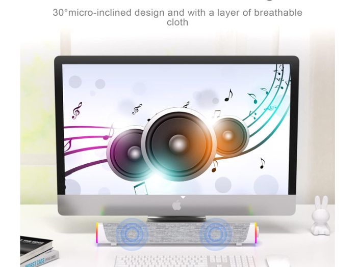 SOULION R30 Plus Computer Speakers, Wired USB-Powered Bluetooth V5.3 PC Sound Bar, Colorful LED Lights with Switch Button, Surround Sound Portable Computer SoundBar