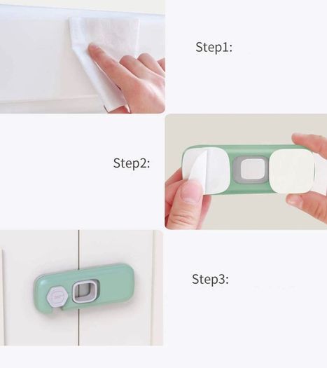 Child Safety Cupboard Locks, Security Latch for Children&Baby, Baby Proof Lock for Kitchen Cupboard Bedroom Cabinet Small Doors, Self Adhesive Type, Eco-Friendly ABS Material for Baby Proofing