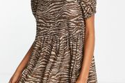 River island brown and cream zebra print dress