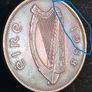 Ireland 1968 Cracked 1d Penny coin from off center punch in minting. Image 4