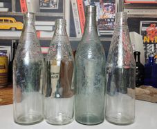 100 - 4 Big Size Vintage Decorative Collectible Glass Juice Wine Bottles