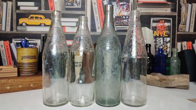 100 - 4 Big Size Vintage Decorative Collectible Glass Juice Wine Bottles