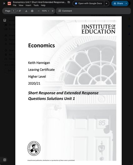 Leaving Cert Economics Institute Notes
