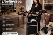 Rolling Makeup Case with Wheels Lockable Beauty Trolley Cosmetic Storage Case Black