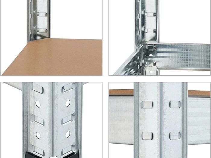Relaxdays Heavy Duty Shelving Unit, Set of 2, 5 Shelves, 180 x 60 x 45 cm, 500 kg, Garage & Warehouse, Steel, Silver