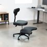 Ergonomic Mobile Cross Legged Desk Chair with Wheels, Home and Office, Flexible Kneeling Chair for Fidgeting, Adjustable Yoga Meditation Criss Cross Seat, Backrest, Black Image 9
