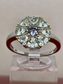 Sterling silver ring with Tanzanite & Aquamarine