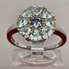 Sterling silver ring with Tanzanite & Aquamarine