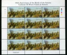 2006 Ireland 90th Anniversary of the Battle of the Somme Commemorative Stamp Sheetlet Plate 1A1A1A1A Mint Never Hinged (MNH).