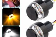 Motorcycle Motorbike Ebike E-Bike Motor bike cycle 22mm LED Handlebar End Turn Signal Light DC 12V White Yellow Blue Red Flasher Handle Grip Blinker Side Marker Hand Lamp