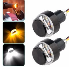 Motorcycle Motorbike Ebike E-Bike Motor bike cycle 22mm LED Handlebar End Turn Signal Light DC 12V White Yellow Blue Red Flasher Handle Grip Blinker Side Marker Hand Lamp