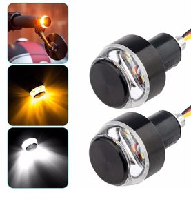 Motorcycle Motorbike Ebike E-Bike Motor bike cycle 22mm LED Handlebar End Turn Signal Light DC 12V White Yellow Blue Red Flasher Handle Grip Blinker Side Marker Hand Lamp
