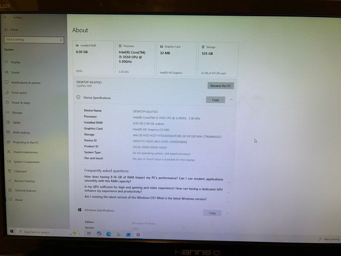 Dell OptiPlex 7010 SFF - i5 3rd Gen, 8GB RAM, SSD+HDD, Win 10, Keyboard + Mouse