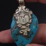 Vintage Arizona Turqouise Silver Bird Desgin Pendant Image 4