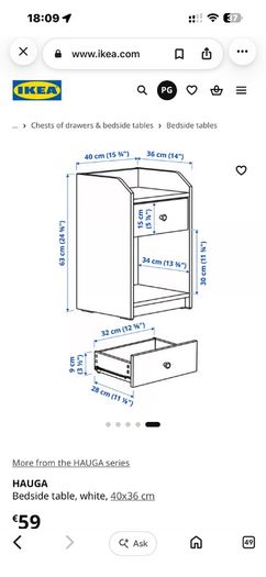 Hauga Bedside Table locker  White