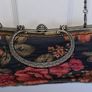 Vintage 1970s Ladies Floral Bag black, pink and orange Image 3