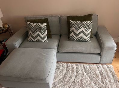 kivik grey 3 seater and footstool