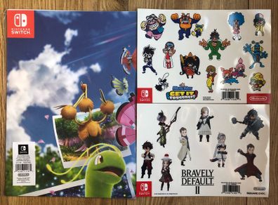 Pokemon Poster with WarioWare & Bravely Default Sticker Sheets