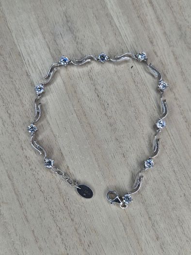 Sterling Silver S-Link Cubic Zirconia Tennis Bracelet Boxed 19cm