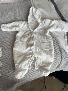M&S snowsuit white, 3-6 months