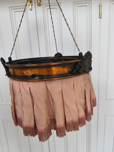 Antique Victorian/Edwardian Silk Fringe Ceiling Light Shade