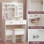 Dressing Table with Mirror and Stool: Vanity-Desk with Mirror and Drawers - Makeup Desk with Jewellery Storage, 3 Color Light & Brightness Adjustable for Bedroom Image 5