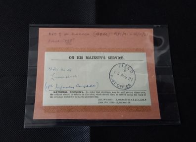 Irish War of Independence : British Military Postal Label : Limerick 1921