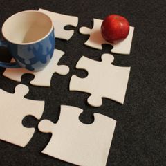 Felt Coasters Home Decor - set of 6 Puzzle Design Laser Cut