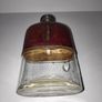 Antique glass hip flask leather bound with  silver plated screw top Image 9