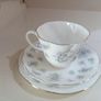 13 piece Tea Set, 4 Tea Trio and Fruit / Sweet Bowl, Queens "Forget-me-Not" Image 4
