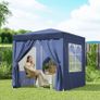 2 x 2 m Garden Pop Up Gazebo, Wedding Party Tent Marquee, Water Resistant Awning Canopy with Sidewalls, Windows, Carry Image 4