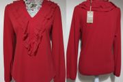 Red Ruffle Gallery Top, New With Tags