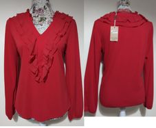 Red Ruffle Gallery Top, New With Tags