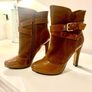 Brown faux leather vegan boots with straps size 5/ 38 Image 2