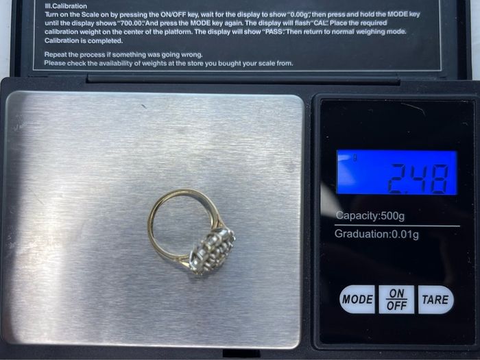 9ct Yellow Gold Cluster Ring, size J - J 1/2