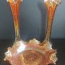 Fabulous Pair of Antique/Vintage Imperial Glass Company Carnival Glass Ripple Swung Vases in the Ombre Marigold Opalescent Colourway, Circa 1907 -1930, Priced as a Pair Image 9