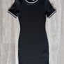 H&M Ribbed Fitted Stretchy Black Jersey Short Sleeve Dress, featuring a bodycon fit and white striped trim  Like new - worn once   Size 10 - suit size 8 too or teenager Image 2