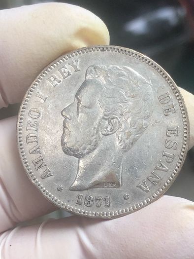 Spain Silver 5 Pesetas 1871 (74) Amadeo I