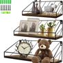 Floating Shelves for Wall Set of 3, Rustic Wood Wall Shelves with Wire Frame for Bedroom, Living Room, Bathroom, Kitchen Image 2