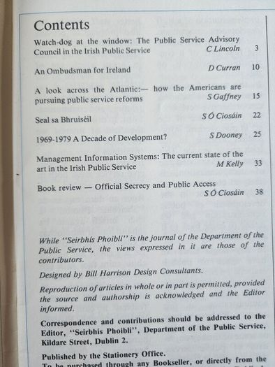 Seirbhis Phoibli. 3 X Journals Of The Department Of The Public Service.  1980-82 -85.