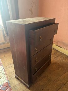 Solid wood chest of drawers.