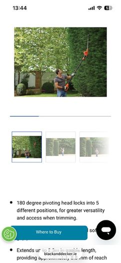 Black + decker extended pole hedge cutter