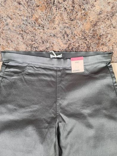 Womens Marks and Spencer jeggings silver leather look Size UK 18  EU 46  BRAND NEW BNWT